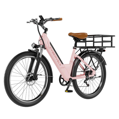 1000W Peak Electric Bike for Adults Cybervelo EK2 26" Step-Thru 14Ah Removable Battery 80Miles City Commuter Ebike