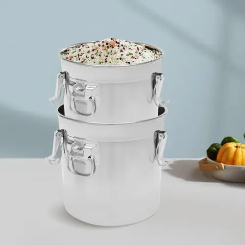 21L/33L Airtight Rice Bucket Canister Food Storage Container 304 Stainless Steel