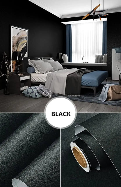 Waterproof Matte Wallpaper Black Vinyl Self-Adhesive Stickers for Wall Furniture Livingroom Contact Paper Home Decor