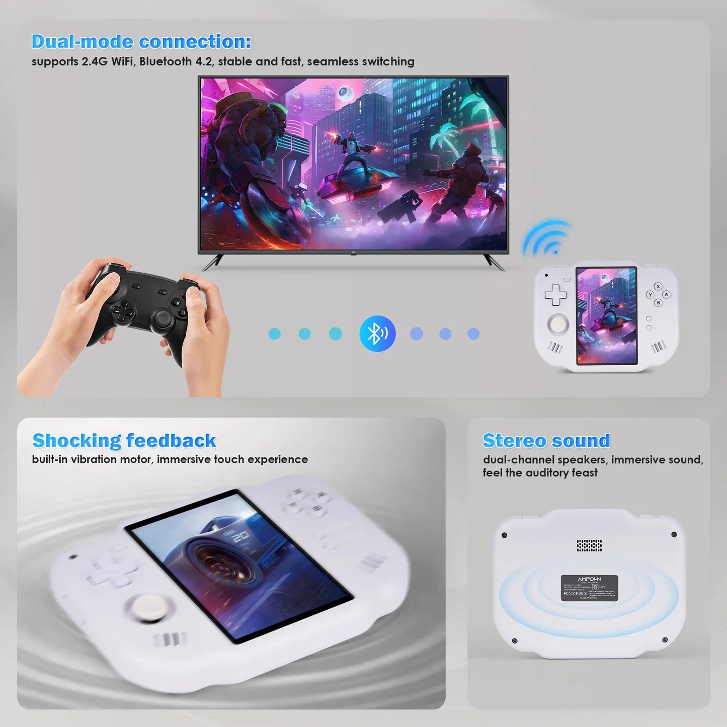 40 Handheld Game Console 4'' IPS Multi-touch Screen Android A133P Magicx Zero40 WiFi Support Vibration Motor for NDS