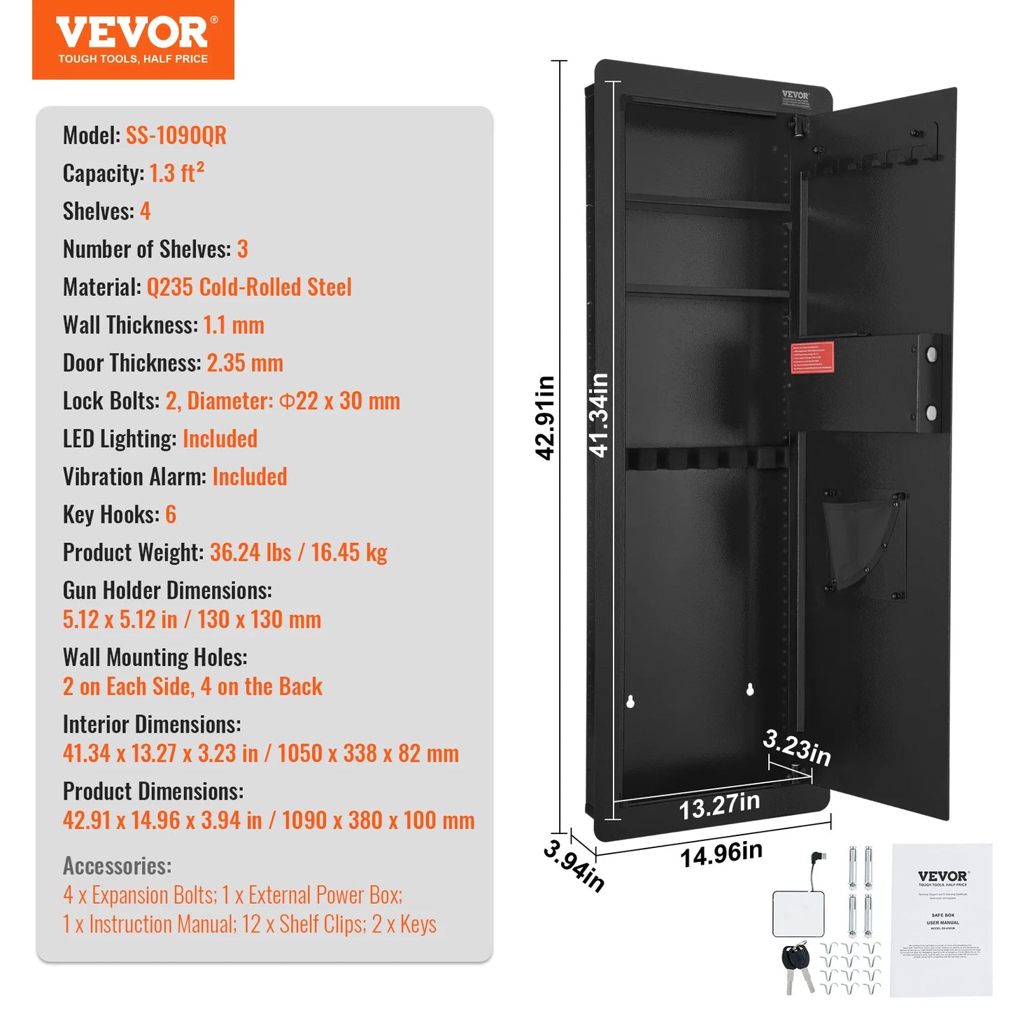 Tall Hidden Wall Safe With Digital Keypad Security.