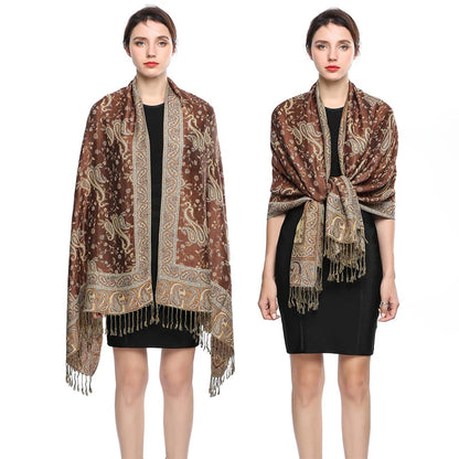 Autumn Winter Scarf Women Pashmina Shawls Cashmere Blanket Paisley Warm Thick Chunky Stoles Lady Elegant Poncho Outdoor Bufanda