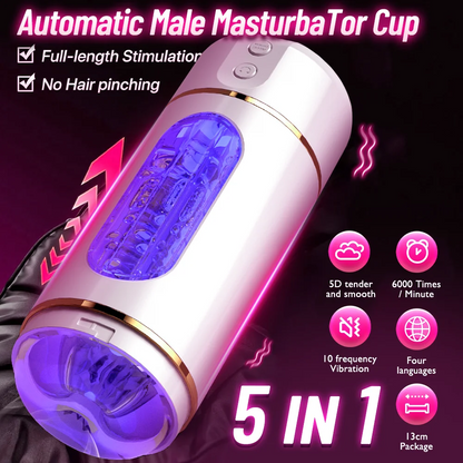 Automatic male personal massager with adjustable vibration modes.