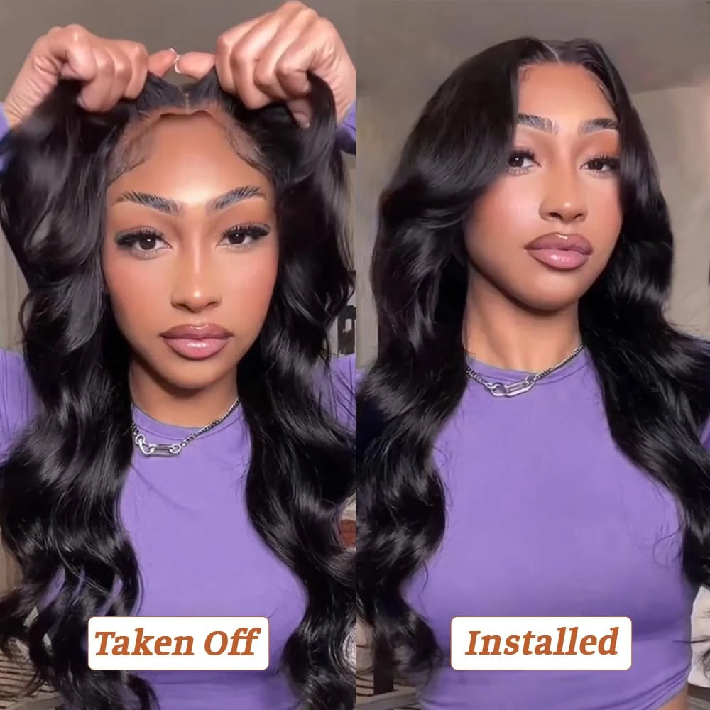 9x6 Glueless Wig Human Hair Pre Plucked Pre Cut Body Wave HD Closure Wig Human Hair Pre Bleached Knots With Baby Hair 250 Density