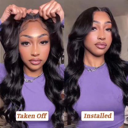 9x6 Glueless Wig Human Hair Pre Plucked Pre Cut Body Wave HD Closure Wig Human Hair Pre Bleached Knots With Baby Hair 250 Density