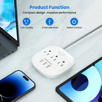 Power Strip With Switch And USB Quick Charge.
