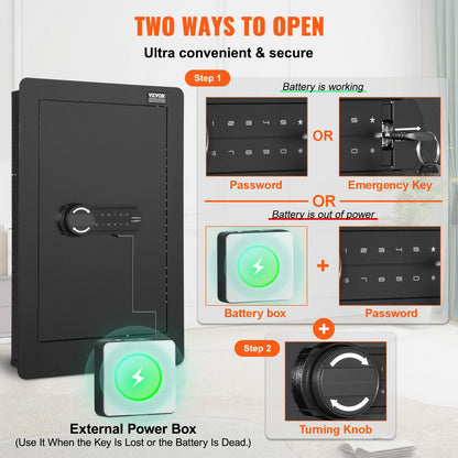 Tall Hidden Wall Safe With Digital Keypad Security.