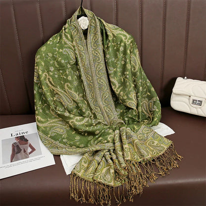 Autumn Winter Scarf Women Pashmina Shawls Cashmere Blanket Paisley Warm Thick Chunky Stoles Lady Elegant Poncho Outdoor Bufanda