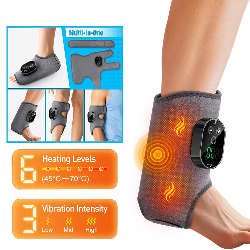 Heated Wrist & Foot Massager for Carpal Tunnel, Cordless Hand Wrist Brace with 5 Heat & 3 Vibration Modes, Arthritis Pain Relief