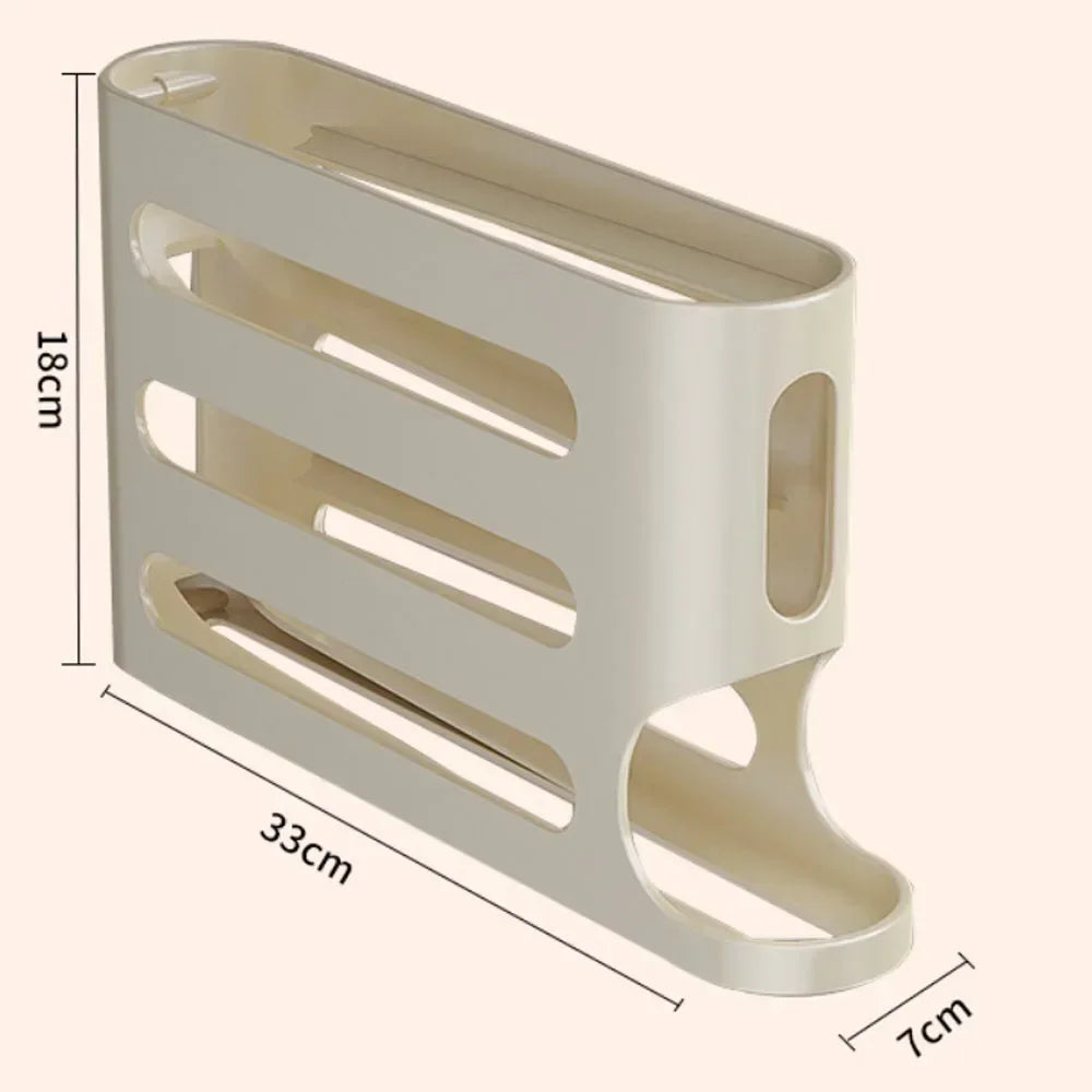 Four‑Layer Automatic Rolling Egg Holder For Fridge.
