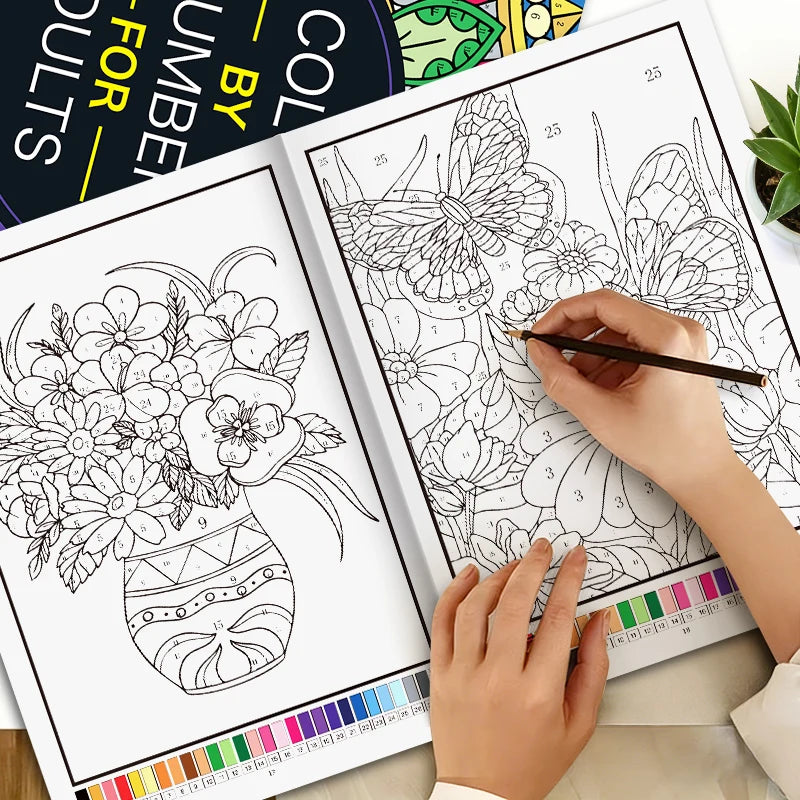 Color by Number for Adults Coloring Book 32 Pages Floral Mandala Design Stress Relief Relaxation Therapy Activity Book