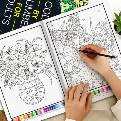 Color by Number for Adults Coloring Book 32 Pages Floral Mandala Design Stress Relief Relaxation Therapy Activity Book