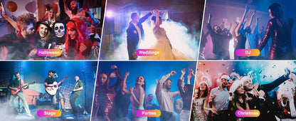 1500W Smoke Machine RGB 6 LED Fog Machine with Remote Control for DJ Disco Party Christmas Stage Effect Fogger Machine