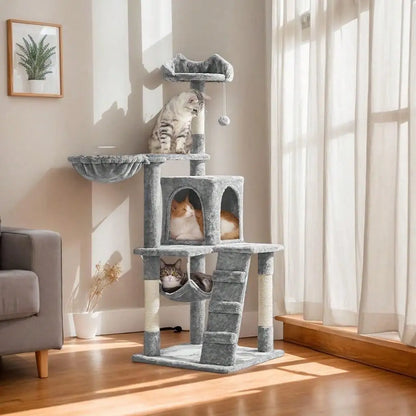 54in Multi-Level Cat Tree Tower With Perch Condo Hammock Scratching Posts Interactive Toy