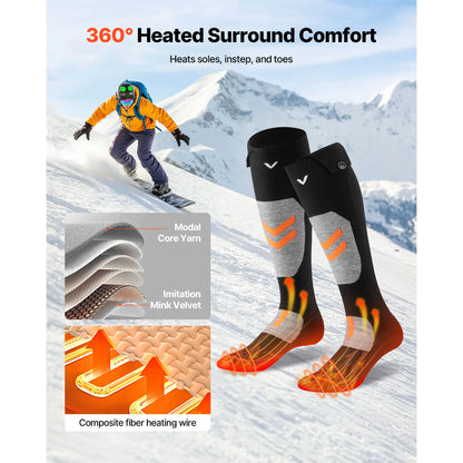 Winter Heating Socks With Battery Box Rechargeable Anti-Cold Men Thermal Heated Foot Warmer Outdoor Camping Ski Sports Wnter