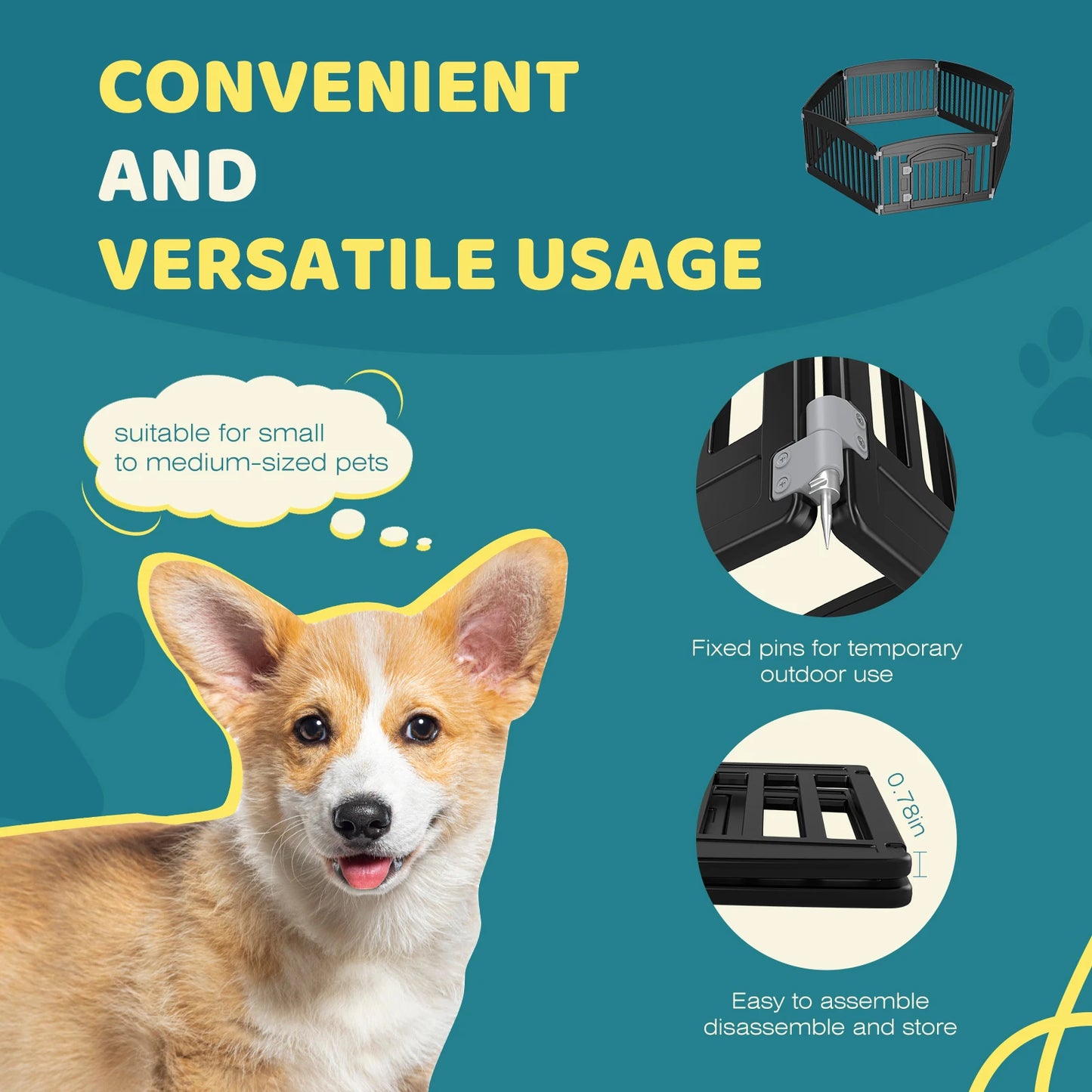 Durable Expandable Plastic Dog Playpen For Indoor Outdoor.