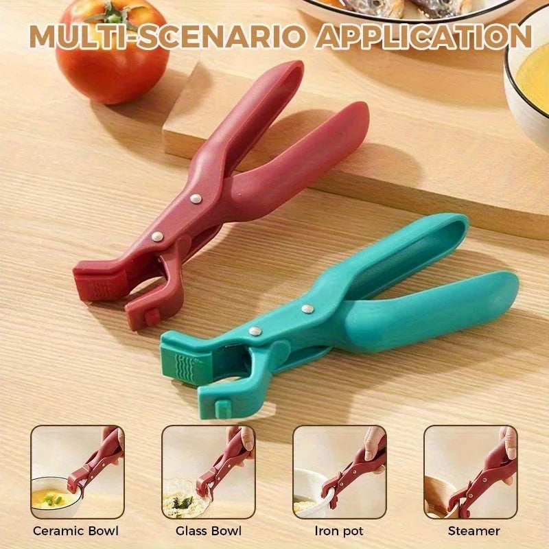 1/2Pcs Anti-Scald Hot Dish Gripper Clips, Non-Slip Kitchen Bowl Plate Holder Clamp for Air Fryer, Oven, Pans & Steamers