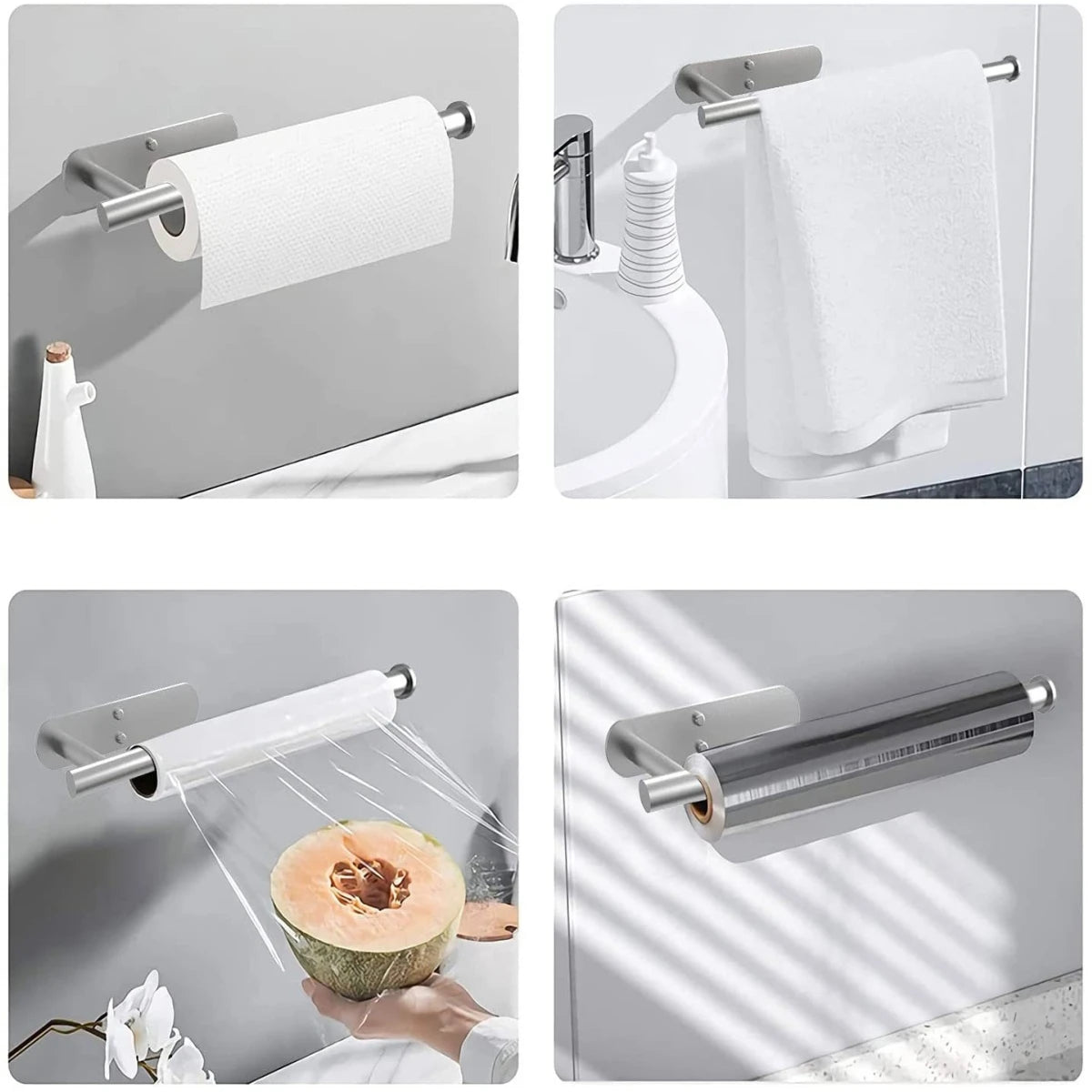 Adhesive Kitchen Paper Towel Holder And Bathroom Organizer.