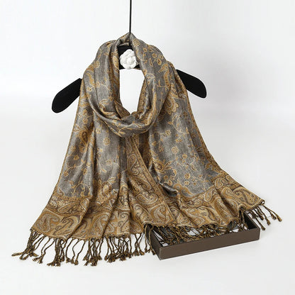 Autumn Winter Scarf Women Pashmina Shawls Cashmere Blanket Paisley Warm Thick Chunky Stoles Lady Elegant Poncho Outdoor Bufanda