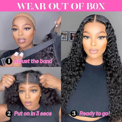 Wear And Go Water Wave 13x6 Hd Glueless Wig Human Hair For Women 7x5 Frontal Curly Lace Front Wigs On Clearance Sale 250 Density