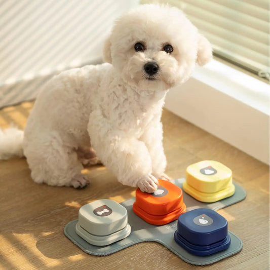 ZUJOLY Dog Button Record Talking Pet Communication Vocal Training Interactive Toy Bell Ringer With Pad and Sticker Easy To Use