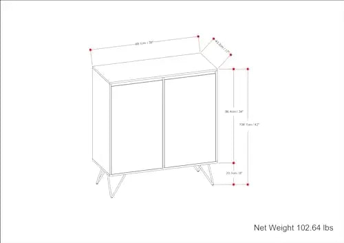 Natural Finish Mango Wood Cabinet With Black Hairpin Legs, 39 Inch Wide Industrial Style Storage Unit For Living Room