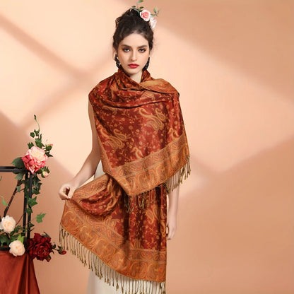 Autumn Winter Scarf Women Pashmina Shawls Cashmere Blanket Paisley Warm Thick Chunky Stoles Lady Elegant Poncho Outdoor Bufanda