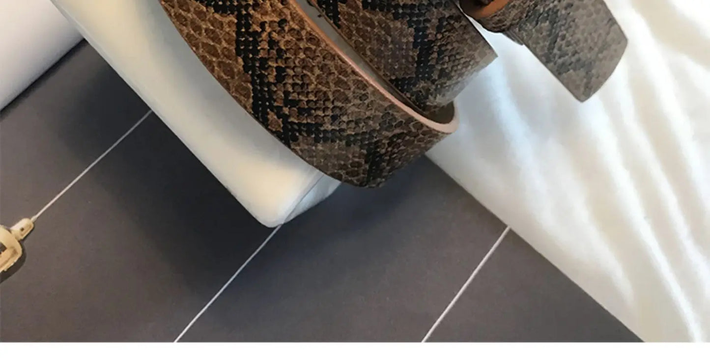 Hot Sale New Fashion Customized PU Leather Leopard Snake Print Slim Belt For Women