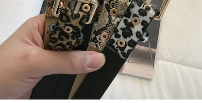 Hot Sale New Fashion Customized PU Leather Leopard Snake Print Slim Belt For Women