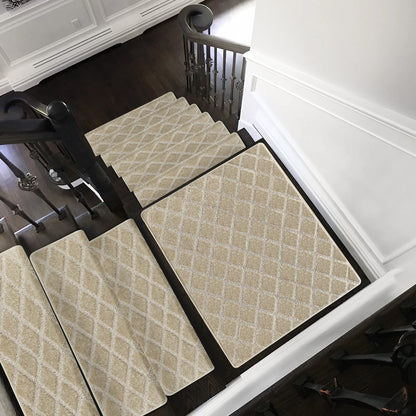 Non‑slip bullnose carpet stair treads, soft and washable.