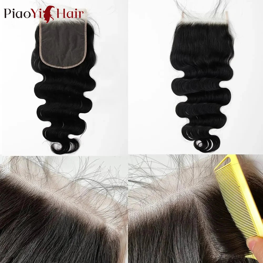 15A Double Drawn Human Hair Bundle And Closure 100% Raw Human Hair Body Wave Human Hair Bundles With 4X4 Lace Closure 5X5/2X6