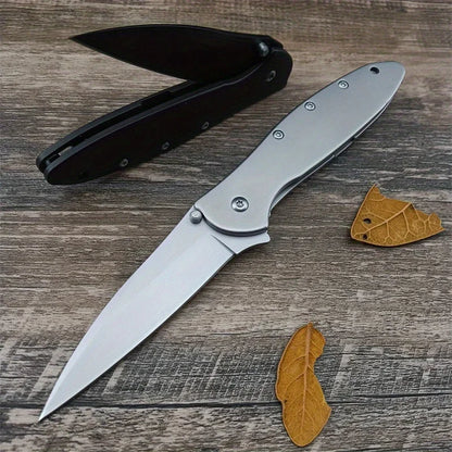 KS 1660 Ken Onion Leek Assisted Flipper Knife Bead Blast Plain Blade Stainless Steel Handles