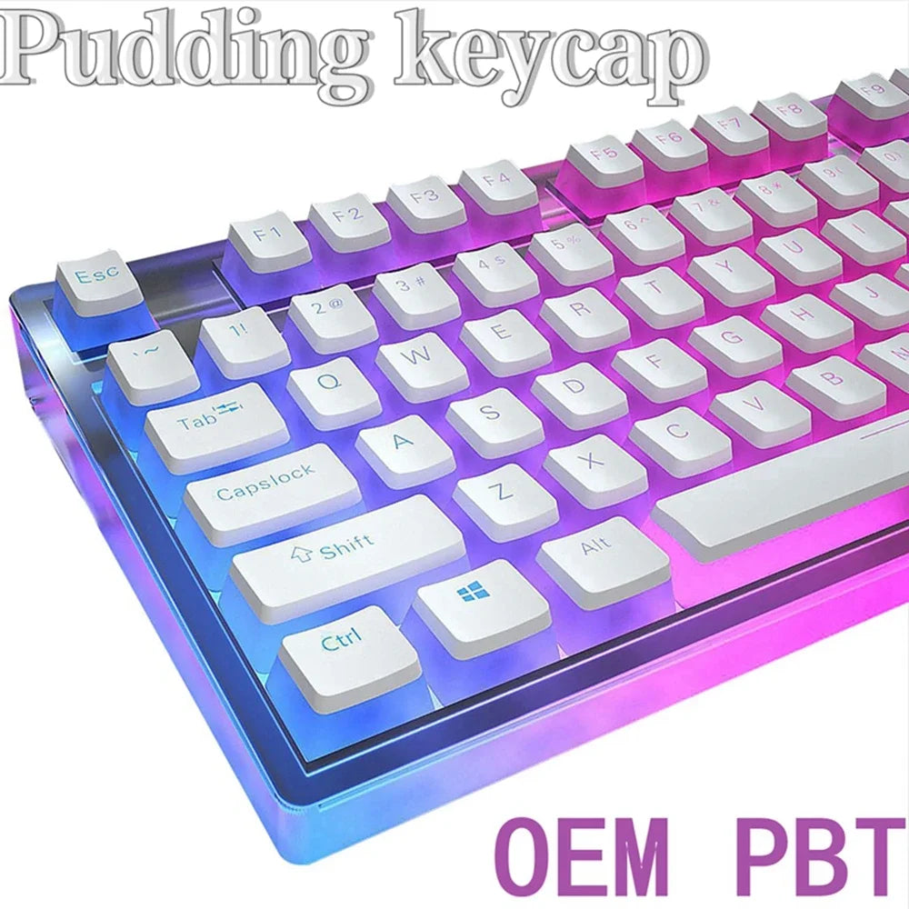 129Keys Keyboard Keycap OEM Profile PBT Material Key Cap for Mx Hot Swap Mechanical Keyboard Switch Transparent Pudding Keycaps