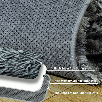 Super soft washable shag zebra‑print bedroom rug.