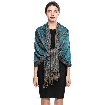 Autumn Winter Scarf Women Pashmina Shawls Cashmere Blanket Paisley Warm Thick Chunky Stoles Lady Elegant Poncho Outdoor Bufanda
