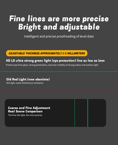 DW089LG 12V Lithium Green Laser Level - 3 Sided 360° Vertical & Horizontal, 12 Line, Ideal for Indoor/Outdoor Projects