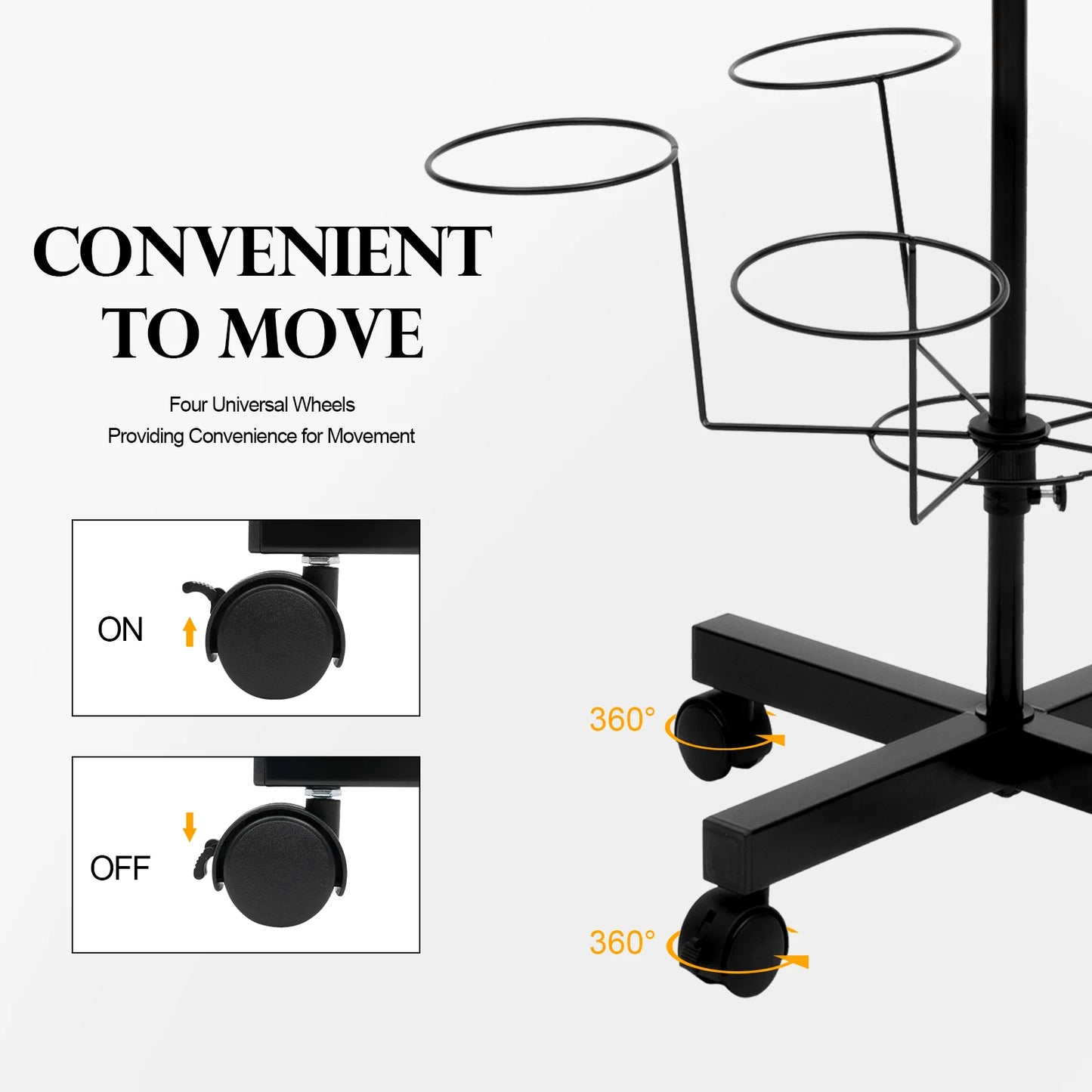 7 Tier Hat Rack Black Freestanding Hat Stand Large Capacity Holds 35 Hats Rotating Display Shelf Space Saving Floor Organizer for Hats Shop Retail Store Home Easy Access
