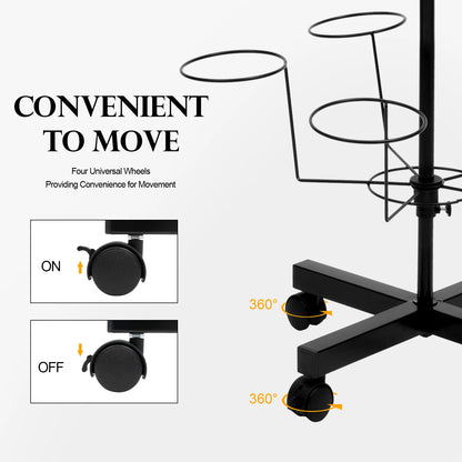 7 Tier Hat Rack Black Freestanding Hat Stand Large Capacity Holds 35 Hats Rotating Display Shelf Space Saving Floor Organizer for Hats Shop Retail Store Home Easy Access