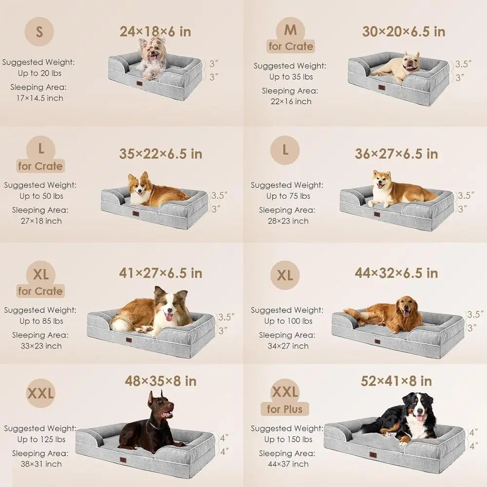 Orthopedic waterproof XL dog bed with bolstered sides.