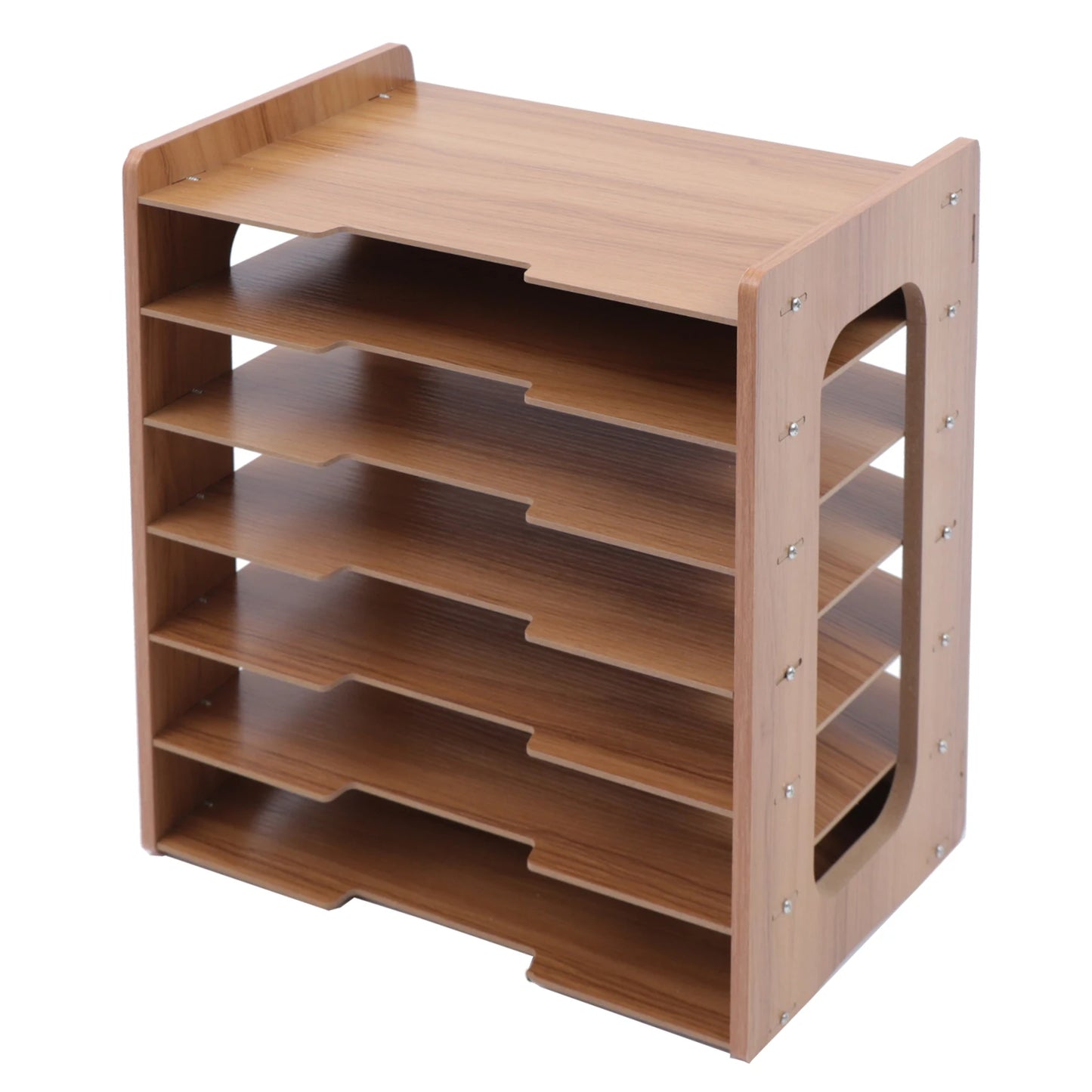 Seven‑Tier Wooden Desk Paper Organizer And Sorter.