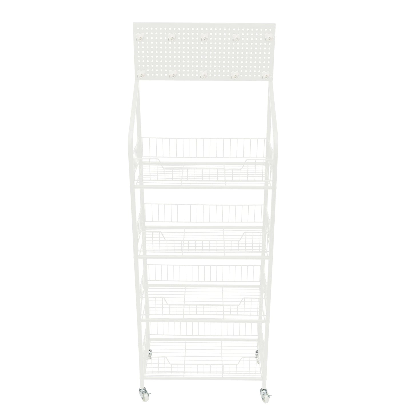 Four Tier Display Snack Rack With Universal Wheels.