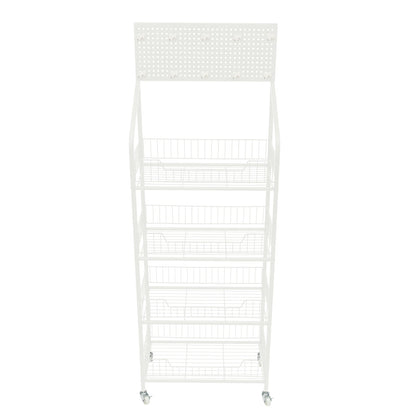 Four Tier Display Snack Rack With Universal Wheels.
