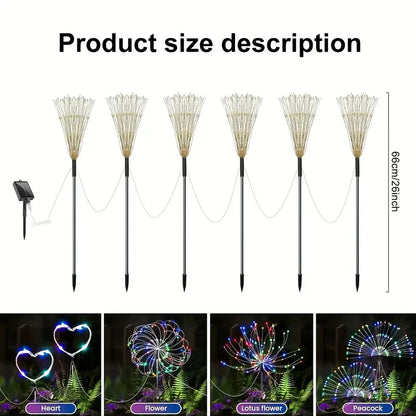 Solar LED Fireworks Lights 8 Lighting Modes Waterproof DIY Solar Outdoor Decorative Fairy String Light for Garden Lawns Wedding