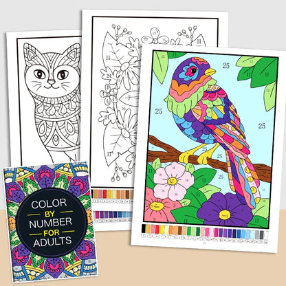 Color by Number for Adults Coloring Book 32 Pages Floral Mandala Design Stress Relief Relaxation Therapy Activity Book