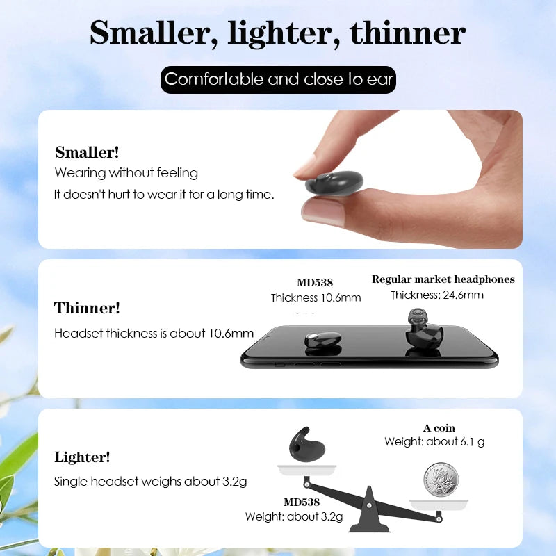 SK ultra-thin sleep earbuds: invisible, waterproof, Bluetooth