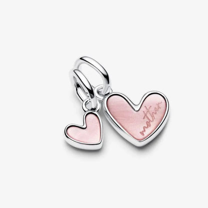 925 Sterling Silver – Mother & Daughter Heart & Star Charms, Glass Hearts & Architectural Designs, DIY Pendants