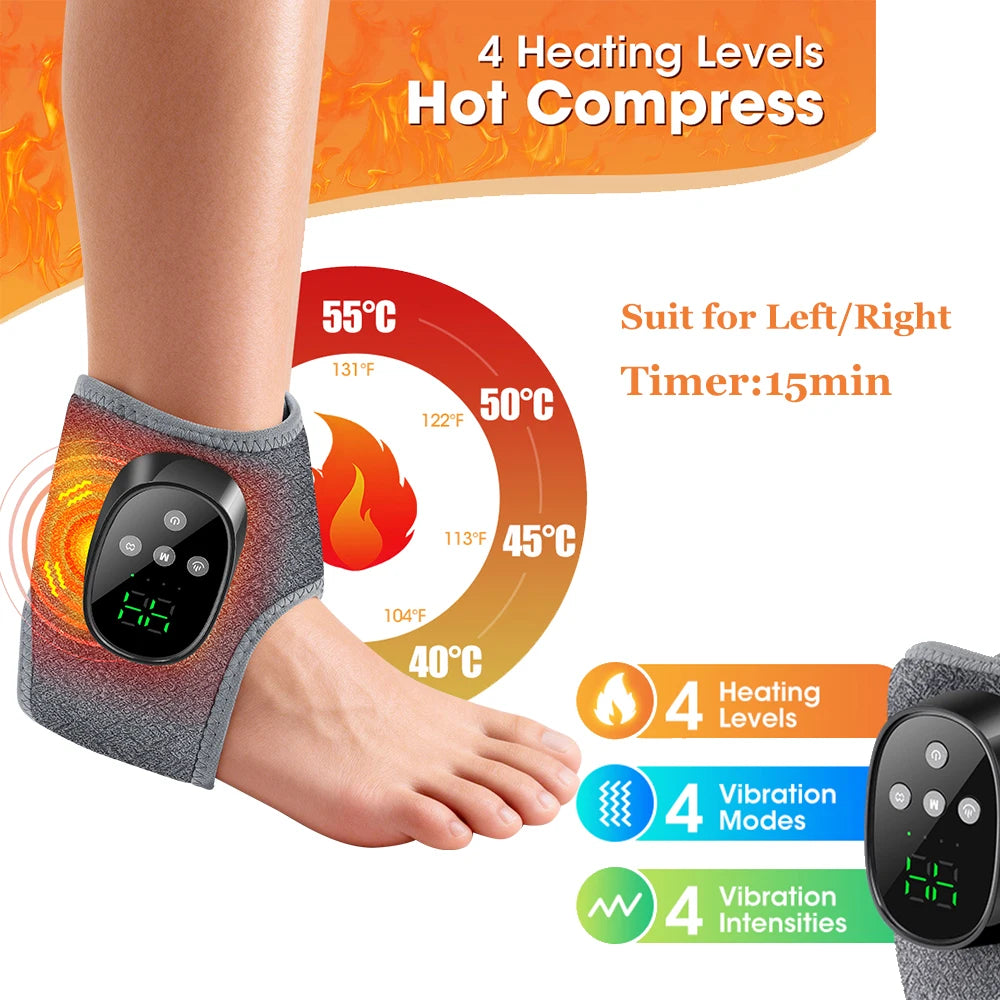Heated Wrist & Foot Massager for Carpal Tunnel, Cordless Hand Wrist Brace with 5 Heat & 3 Vibration Modes, Arthritis Pain Relief