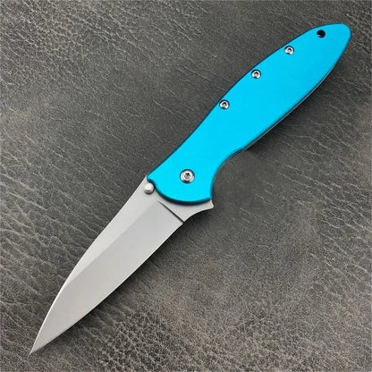 KS 1660 Ken Onion Leek Assisted Flipper Knife Bead Blast Plain Blade Stainless Steel Handles
