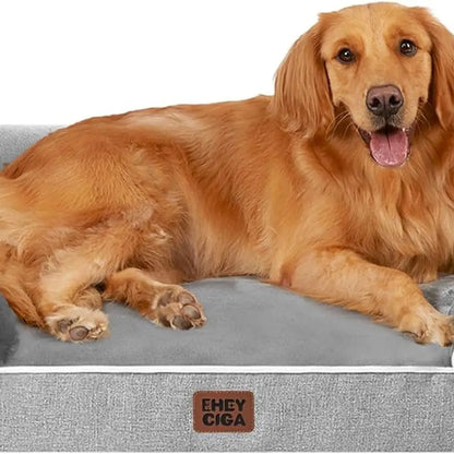 Orthopedic waterproof XL dog bed with bolstered sides.