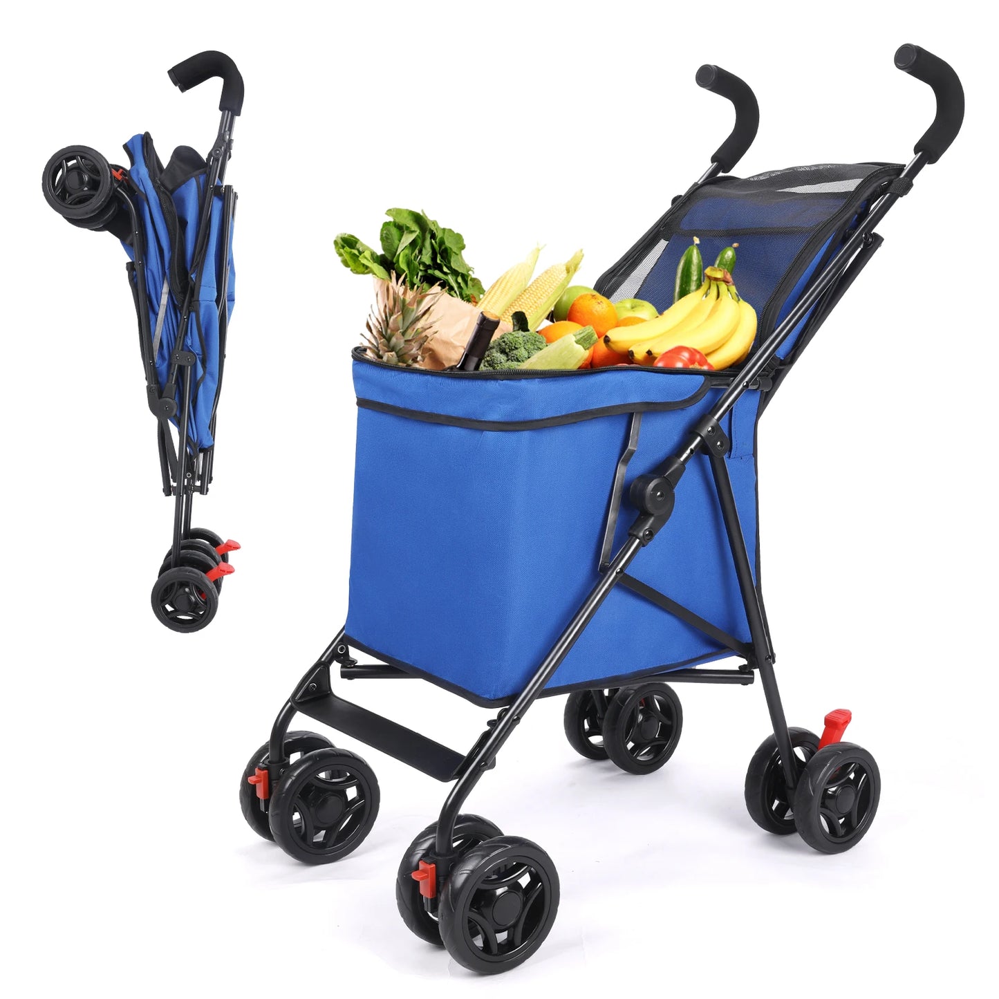Portable multifunction cart for pets, shopping, picnics.